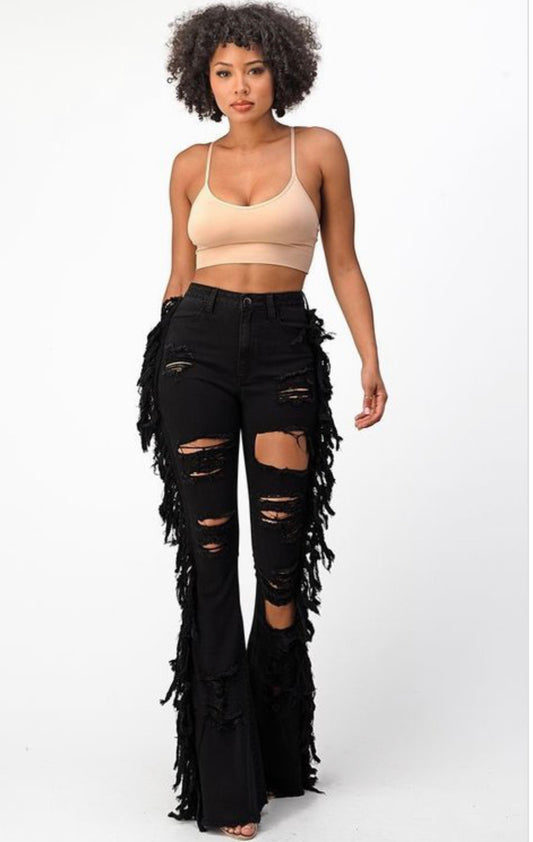 Ali Distressed Fringe Jeans