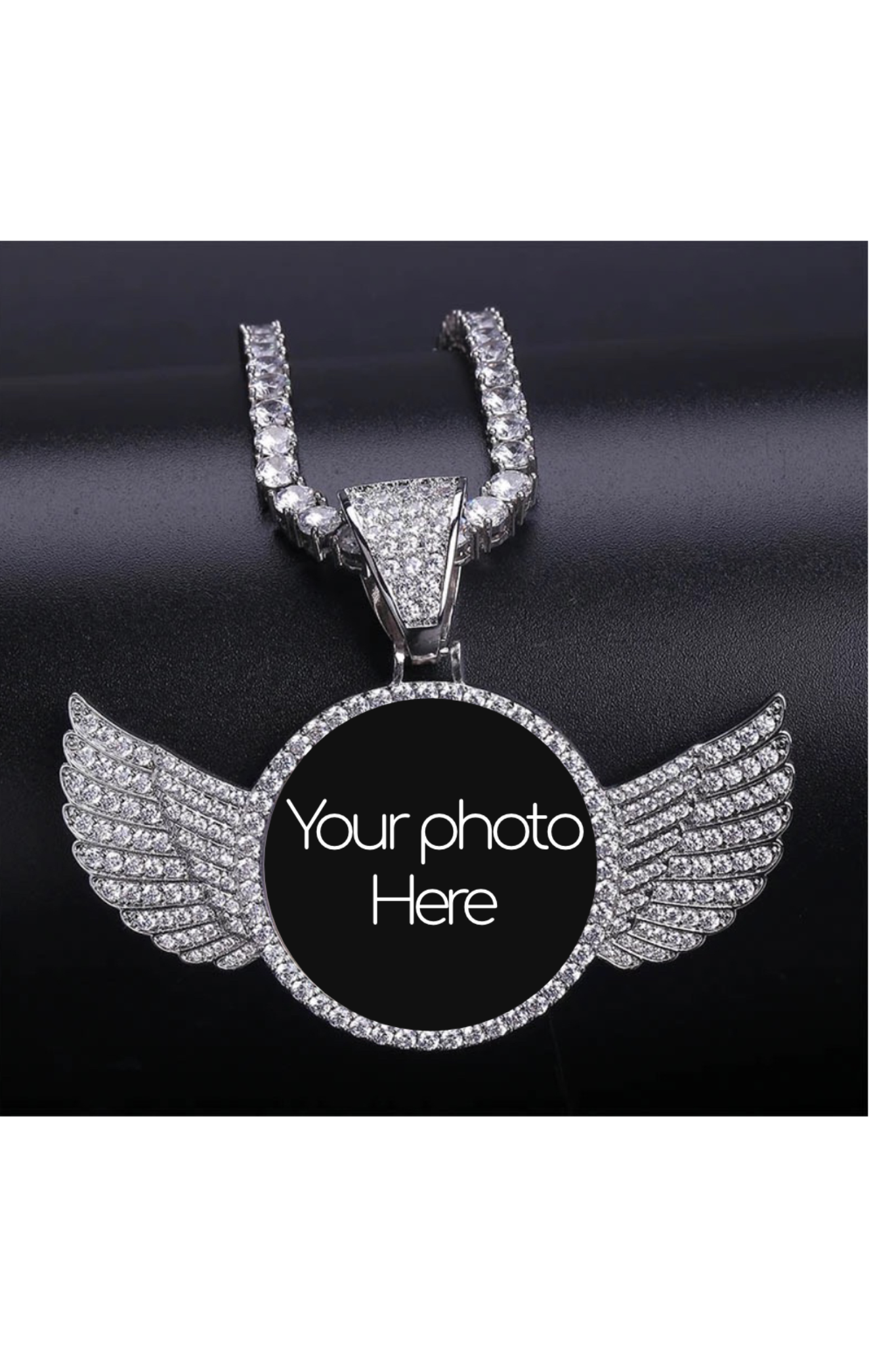 Custom Photo Memory Medallion With Wings and Rope Chain