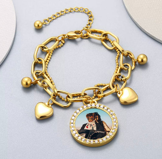 Custom Photo Bracelet With Hearts