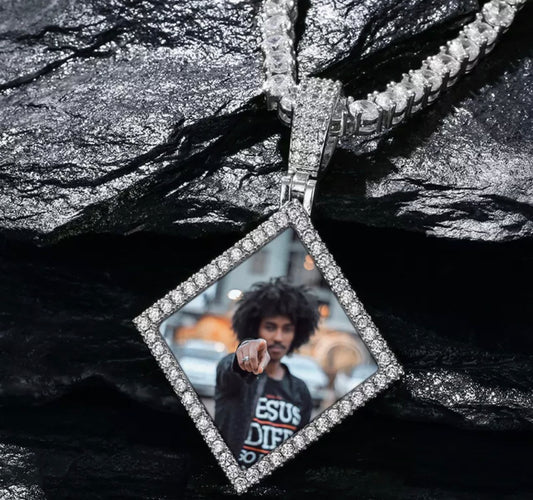 Diamond Photo Memory Pendant with Rope Chain